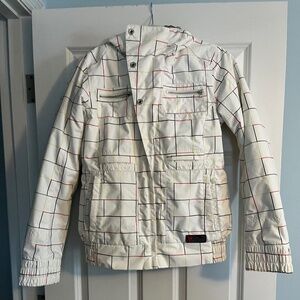 Burton White Plaid Ski Jacket